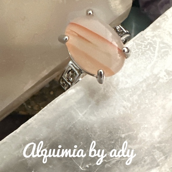 Silver and red crazy lace agate gem ring - Picture 1 of 3